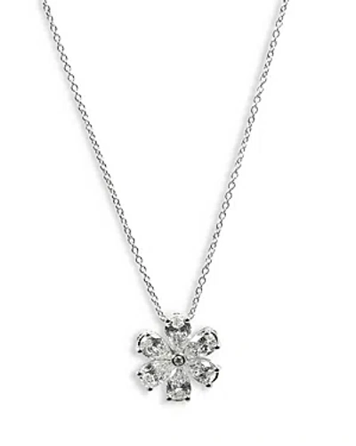 Zydo 18k White Gold Luminal Diamond Flower Pendant Necklace, 16 In Metallic