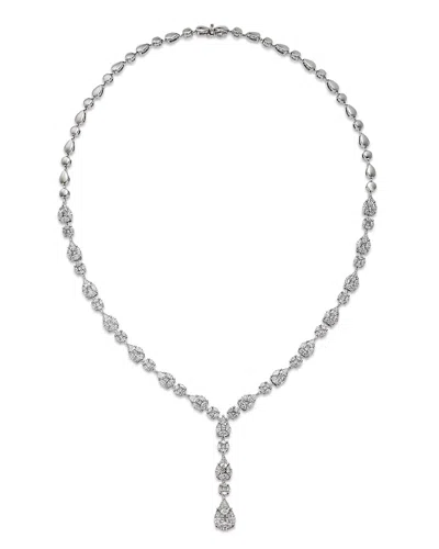 Zydo 18k White Gold Mosaic Collection Diamond Mixed Cut Lariat Necklace, 7.62 Tcw In Silver