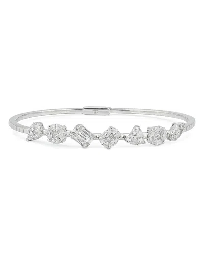 Zydo 18k White Gold Mosaic Diamond Calibre Cut Bangle Bracelet In Silver