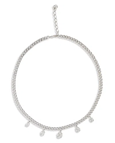 Zydo 18k White Gold Mosaic Diamond Cluster Charm Collar Necklace, 16-17.5 In Gray