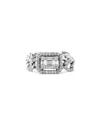 Zydo 18k White Gold Mosaic Diamond Groumette Link Ring In White