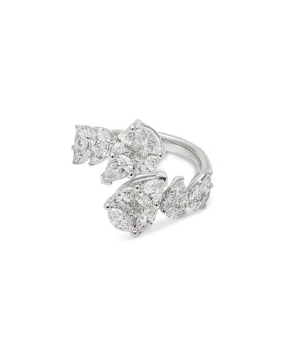Zydo 18k White Gold Mosaic Diamond Mixed Cut Elements Bypass Ring In Metallic