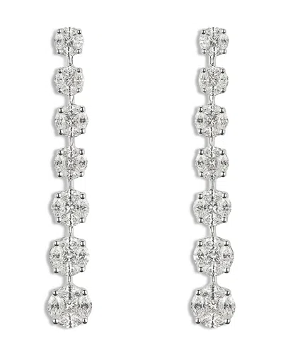 Zydo 18k White Gold Mosaic Diamond Mixed Cut Graduated Drop Earrings In Gray
