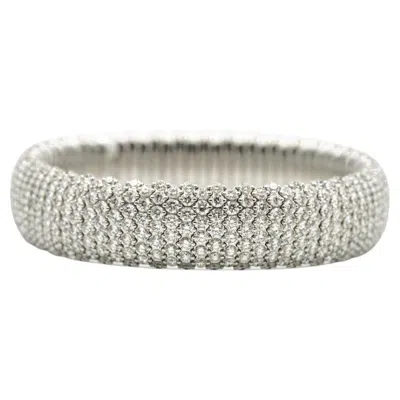 Pre-owned Zydo 18k White Gold Stretch Bracelet Diamond Pave 19.36tw