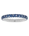 Zydo 18k White Gold Stretch Sapphire & Diamond Domed Bracelet In Blue/white