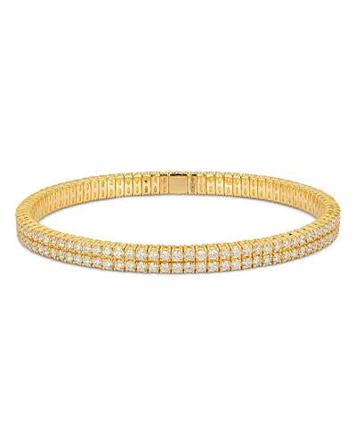 Zydo 18k Yellow Gold Diamond Two Row Stretch Bracelet, 3.81 Tcw In Burgundy
