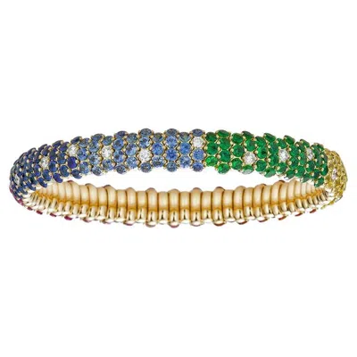 Pre-owned Zydo 18k Yellow Gold Rainbow Domed Stretch Bracelet