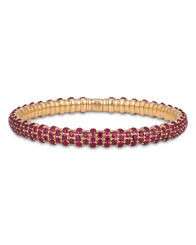 Zydo 18k Yellow Gold Ruby Slim Domed Stretch Bracelet