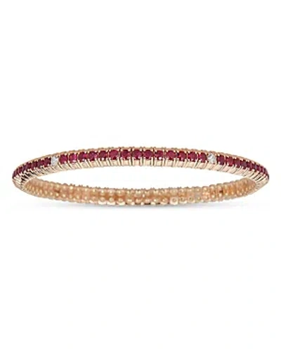 Zydo 18k Yellow Gold Stretch Collection Ruby & Diamond Stretch Tennis Bracelet