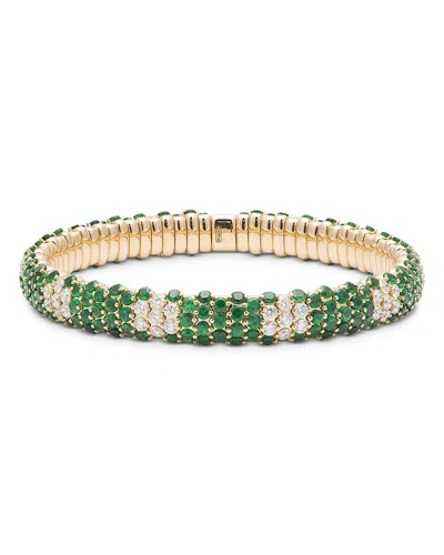 Zydo 18k Yellow Gold Tsavorite & Diamond Stretch Bracelet In Green
