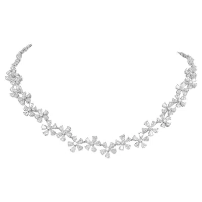 Pre-owned Zydo 24.50cts Pear Diamond Gold Floral Link Tennis Necklace In Multi