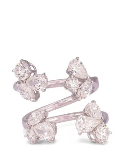 Zydo Diamond Cluster Open Ring In Silver
