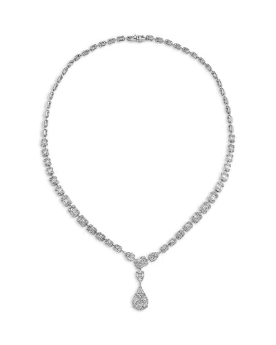 Zydo Diamond Lariat Necklace In 18k White Gold, 8.59 Tcw In Silver