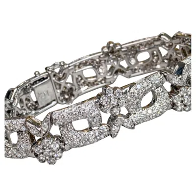 Pre-owned Zydo Estate 18k While Gold  Italian Floral Motif Pavé Diamond Bracelet 9ctw In Multi