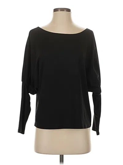 Pre-owned Zyia Active 3/4 Sleeve Top Black Boatneck Tops
