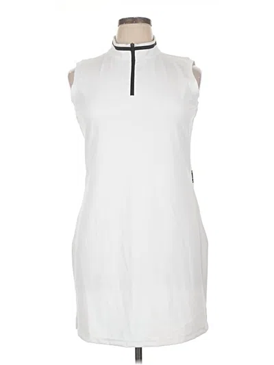 Pre-owned Zyia Active Casual Dress In White