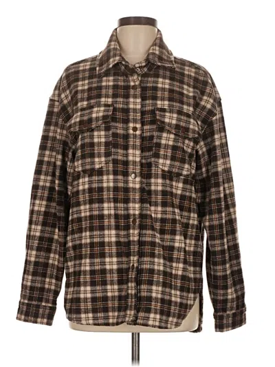 Pre-owned Zyia Active Long Sleeve Blouse In Brown