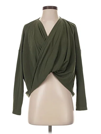 Pre-owned Zyia Active Long Sleeve Blouse In Green