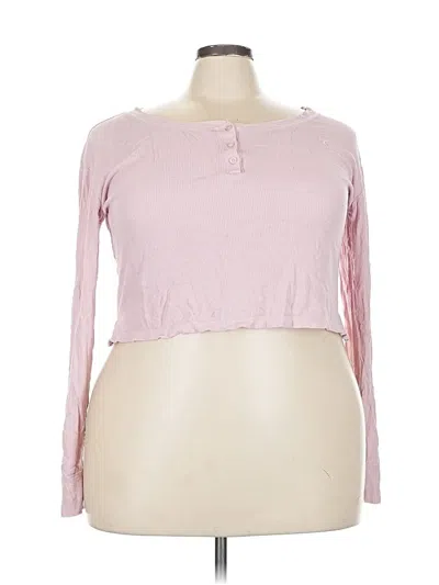 Pre-owned Zyia Active Long Sleeve Henley Shirt In Pink