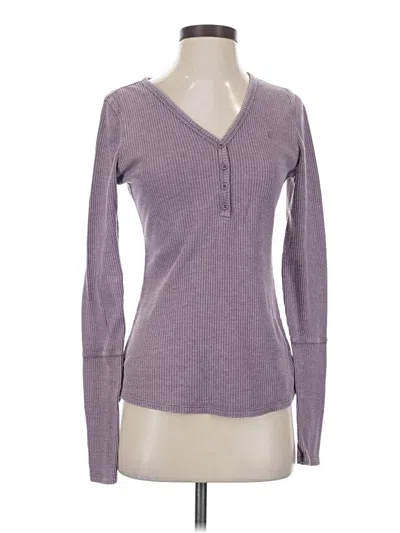 Pre-owned Zyia Active Long Sleeve Henley Shirt In Purple