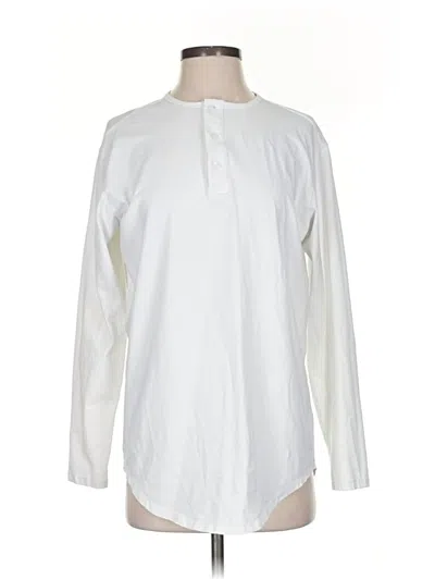 Pre-owned Zyia Active Long Sleeve Henley Shirt In White