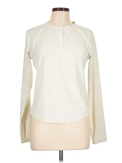 Pre-owned Zyia Active Long Sleeve Polo Shirt In Ivory