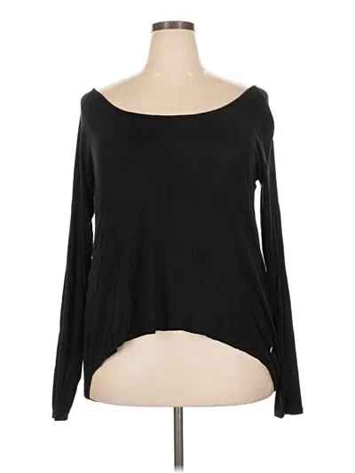 Pre-owned Zyia Active Long Sleeve Top Black Boatneck Tops