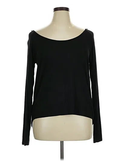 Pre-owned Zyia Active Long Sleeve Top Black Boatneck Tops