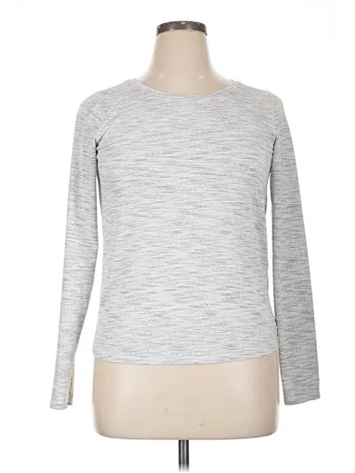 Pre-owned Zyia Active Long Sleeve Top Gray Crew Neck Tops
