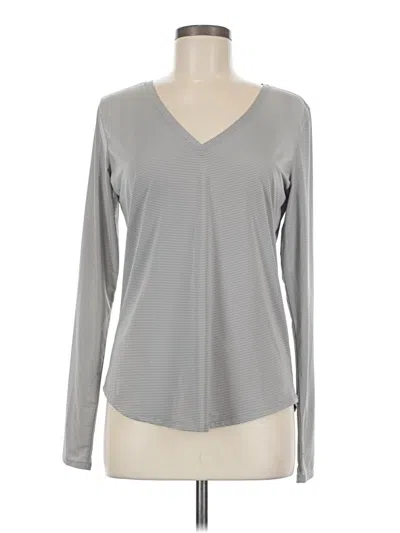 Pre-owned Zyia Active Long Sleeve Top Gray V Neck Tops