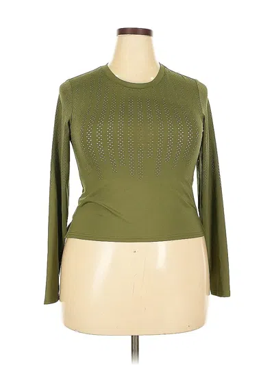 Pre-owned Zyia Active Long Sleeve Top Green Mock Neckline Tops