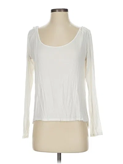 Pre-owned Zyia Active Long Sleeve Top Ivory Scoop Neck Tops In White