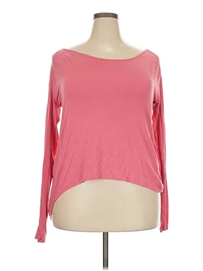 Pre-owned Zyia Active Long Sleeve Top Pink Boatneck Tops