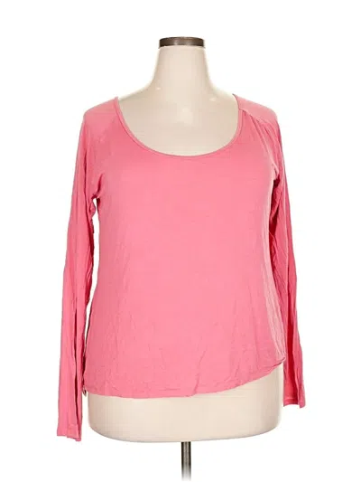 Pre-owned Zyia Active Long Sleeve Top Pink Scoop Neck Tops