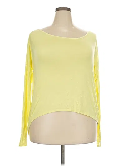 Pre-owned Zyia Active Long Sleeve Top Yellow Boatneck Tops