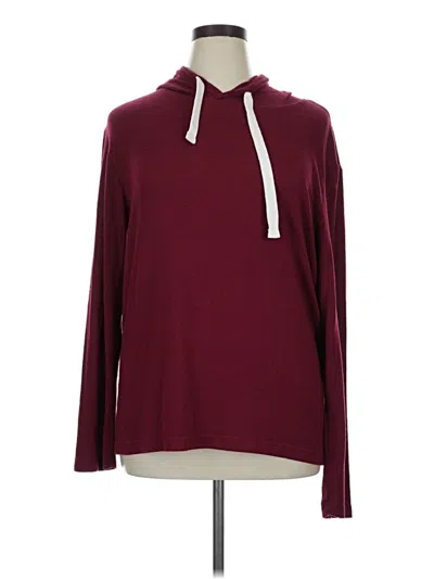 Pre-owned Zyia Active Pullover Hoodie In Burgundy