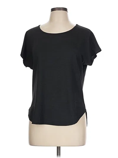 Pre-owned Zyia Active Short Sleeve Top Black Keyhole Neckline Tops