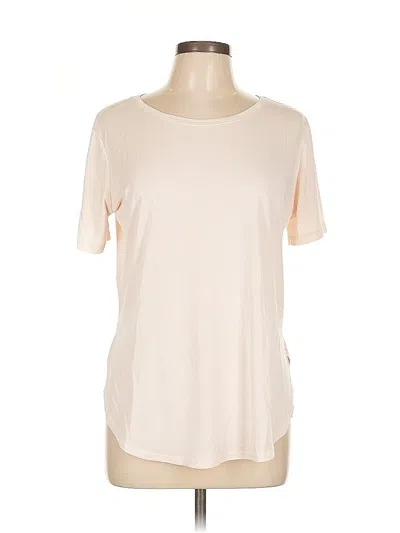 Pre-owned Zyia Active Short Sleeve Top Ivory Crew Neck Tops In White