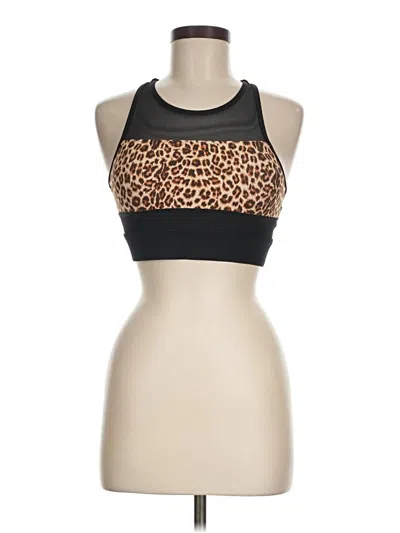 Pre-owned Zyia Active Tank Top Black Animal Print Pattern Halter Neckline Tops