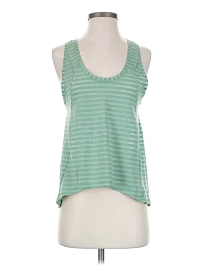 Pre-owned Zyia Active Tank Top Green Stripes Pattern Halter Neckline Tops