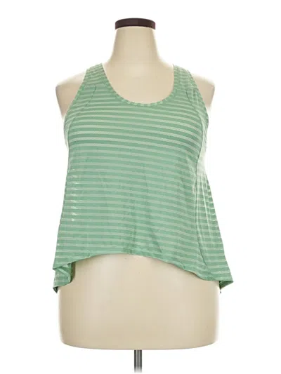 Pre-owned Zyia Active Tank Top Green Stripes Pattern Halter Neckline Tops