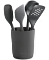 Zyliss 5-pc. Silicone & Nylon Utensil And Storage Container Set In Dk Gry