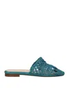 Zyne Woman Mules & Clogs Deep Teal Size 7 Natural Raffia In Green