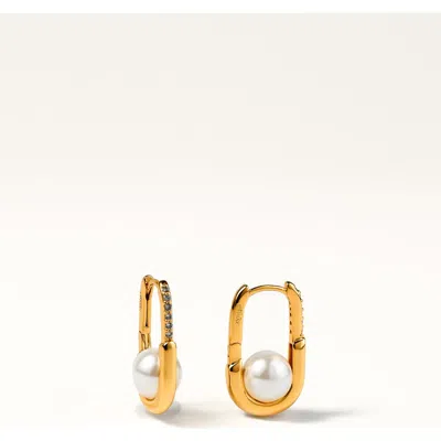 Zynnia Collective Bold Pearl Hoops In Gold