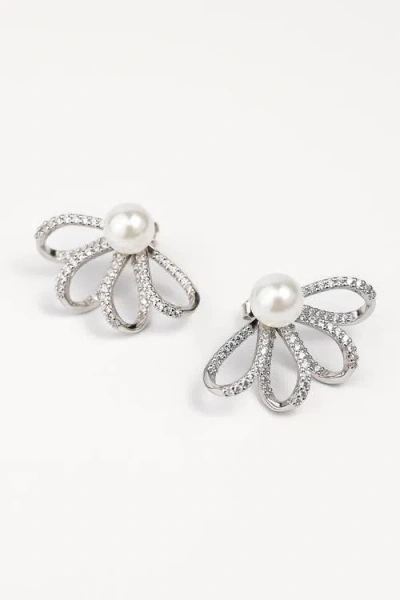 Zynnia Collective Half Bloom Earrings In Metallic