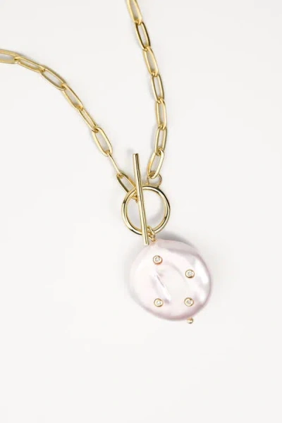 Zynnia Collective Studded Pearl Necklace In Gold
