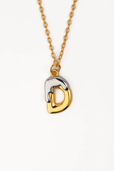 Zynnia Collective Two Tone Bubble Initial Necklace In Gold