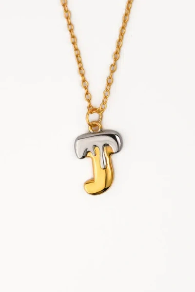 Zynnia Collective Two Tone Bubble Initial Necklace In Gold