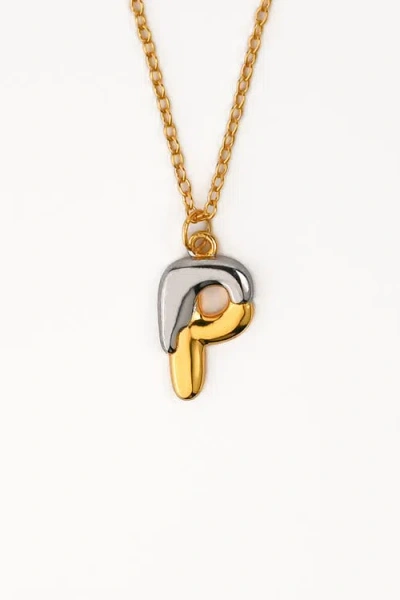 Zynnia Collective Two Tone Bubble Initial Necklace In Gold
