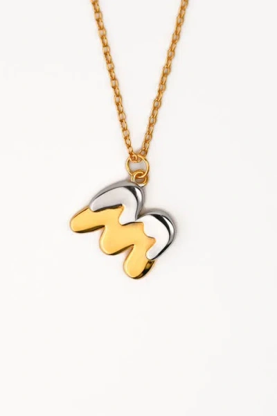 Zynnia Collective Two Tone Bubble Initial Necklace In Gold